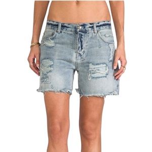 KSUBI Boyfriend Short Midnight & Dusted NEW Size 27 Distressed Denim Jean Shorts